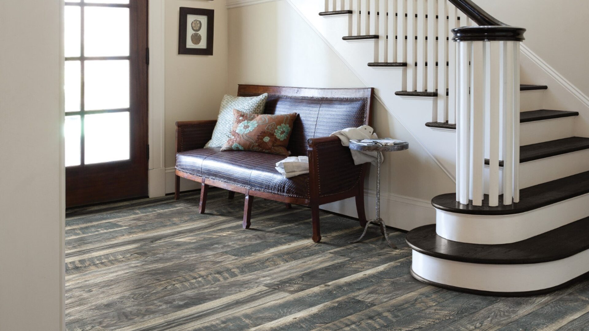 Luxury vinyl in modern entryway