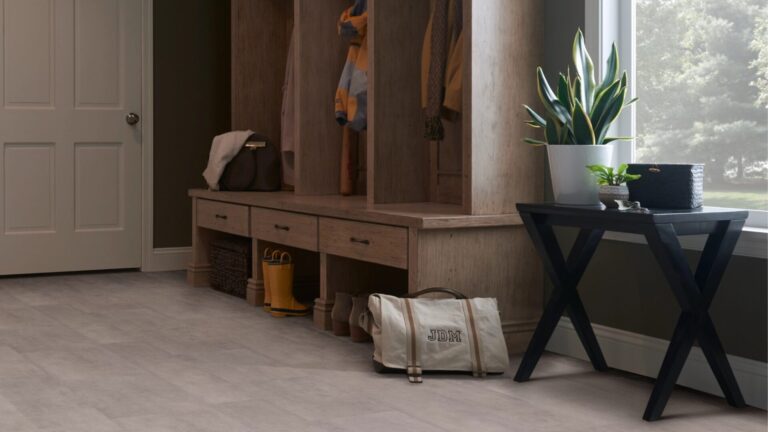 Luxury vinyl in chic mudroom