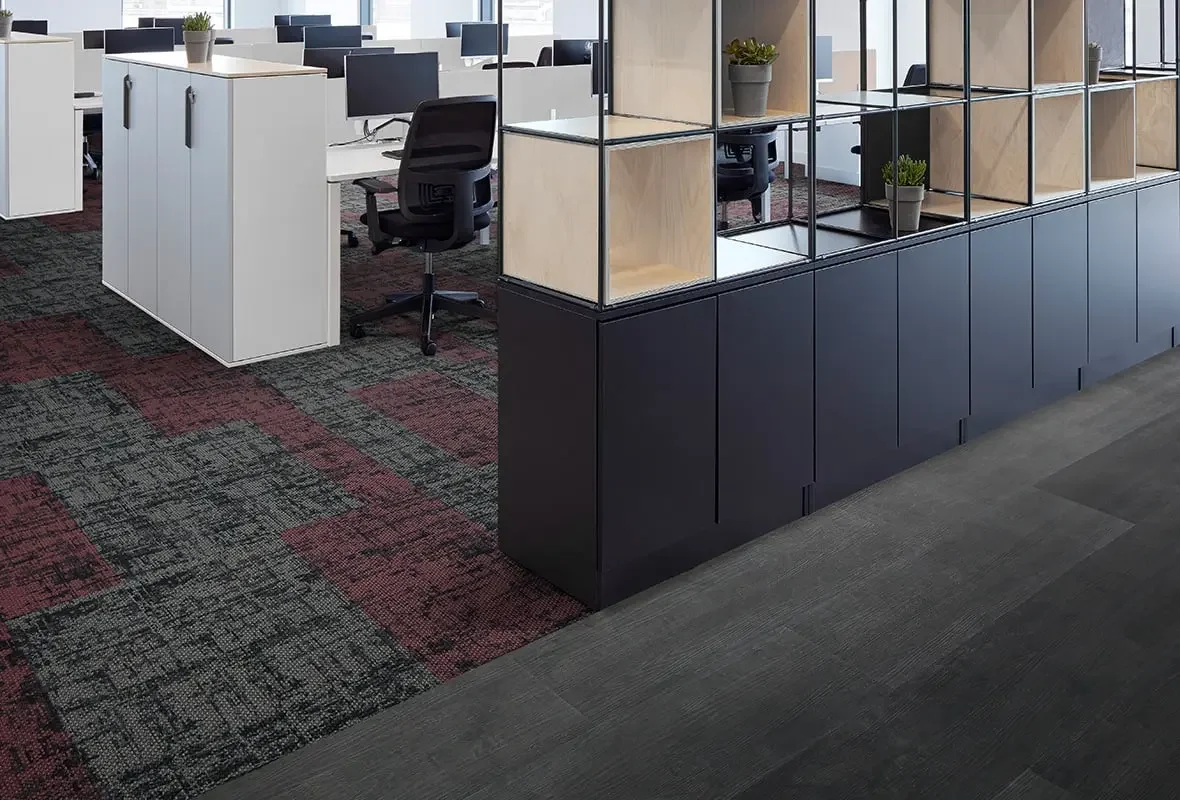 Carpet tile flooring in modern office
