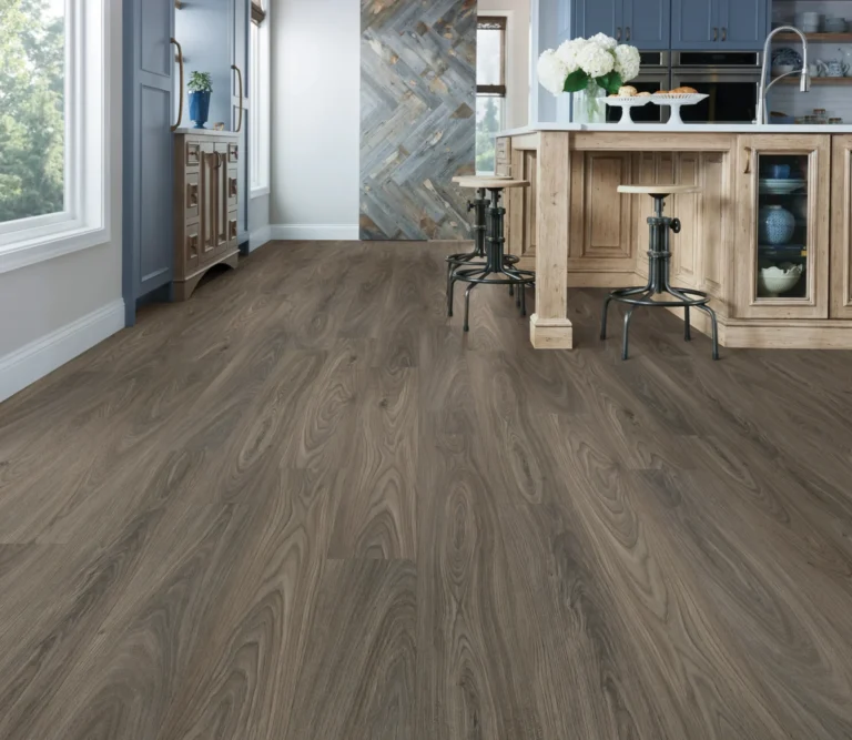 Luxury vinyl flooring in bright kitchen