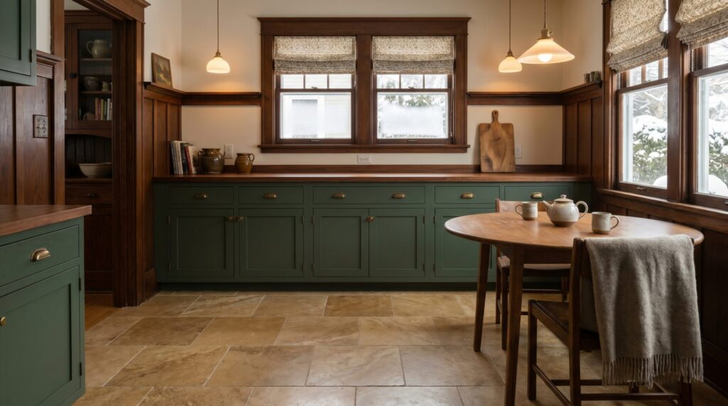 Porcelain tile flooring in a bright Wisconsin home kitchen