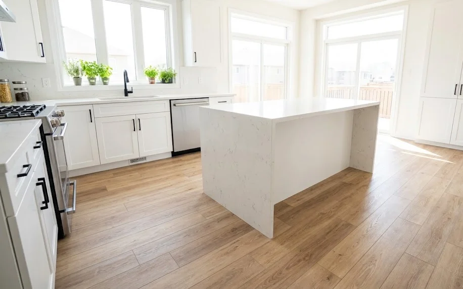Mannington Andura luxury vinyl in a bright kitchen