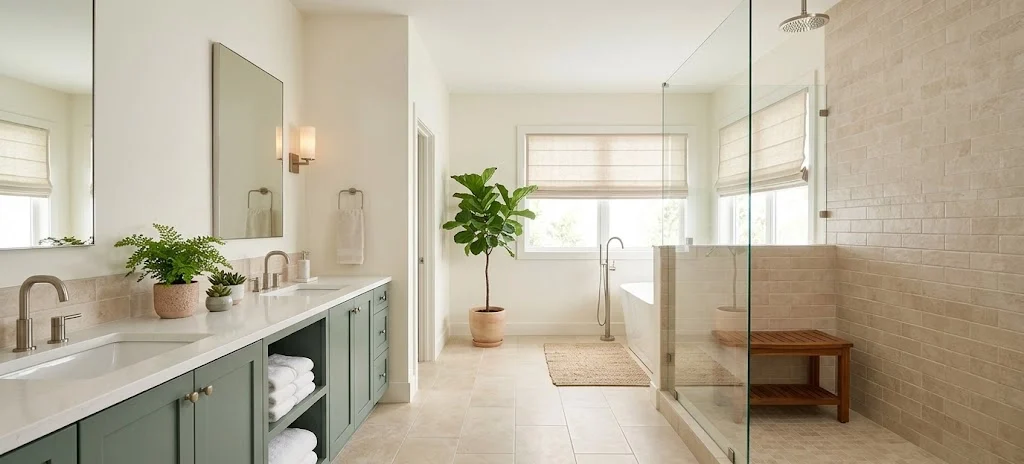 Daltile ceramic tile in modern bathroom
