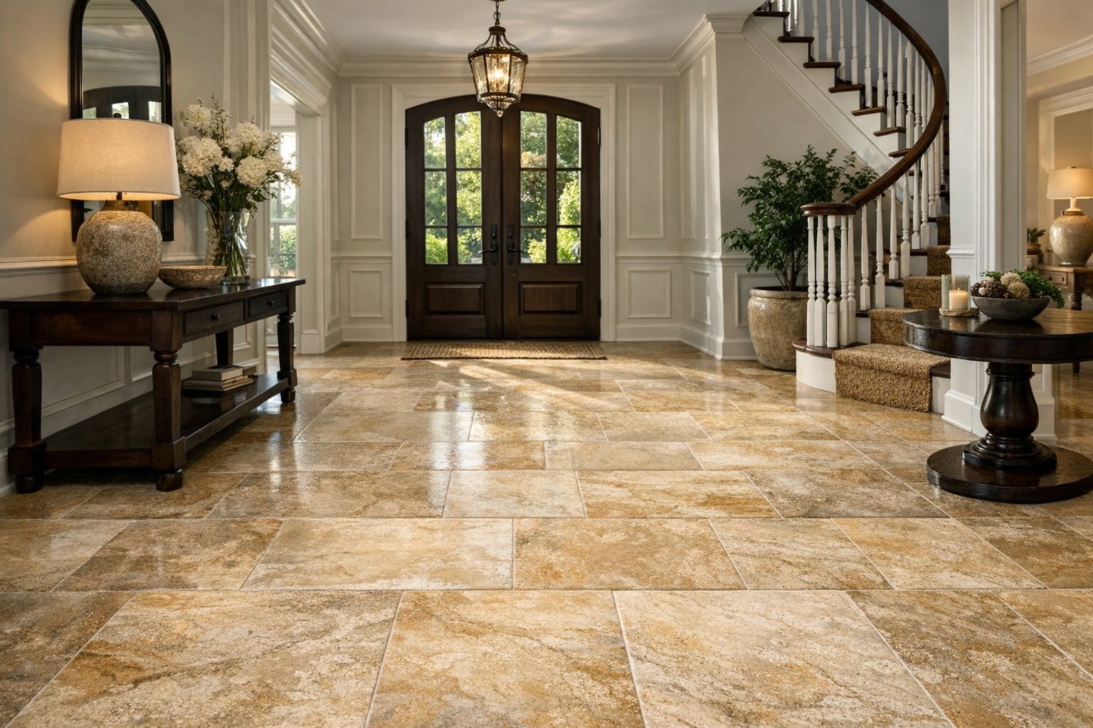 MSI natural stone tile in an entryway