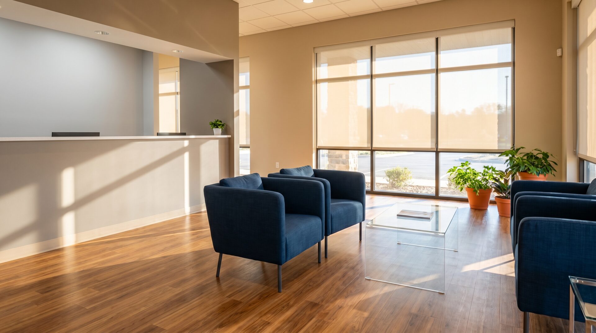 Luxury vinyl tile medical office flooring in a Madison Wisconsin clinic waiting room