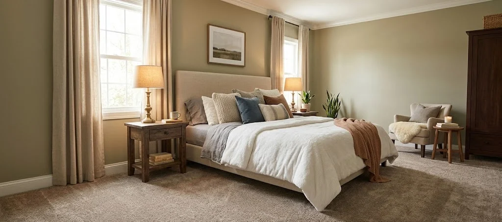 Shaw carpet in a cozy bedroom