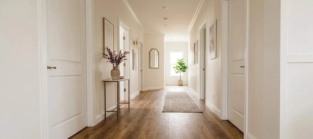 Shaw wood-look laminate flooring in a hallway