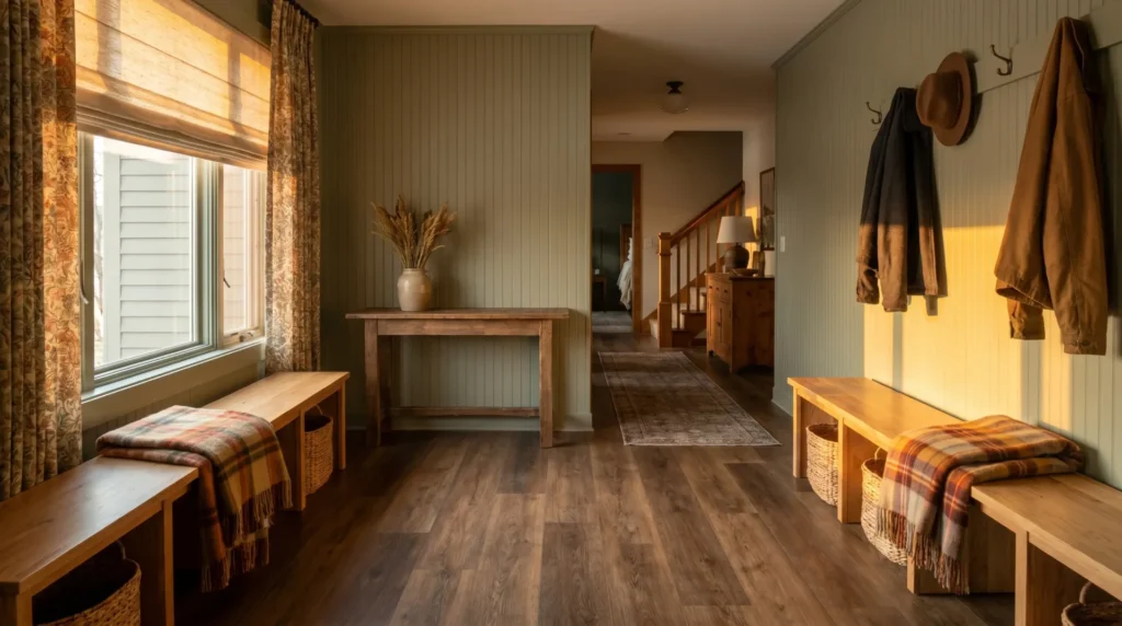 Durable entryway flooring in a Wisconsin home ready for fall and winter